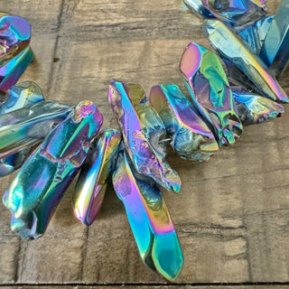 10pc Electroplated Quartz Spike Beads