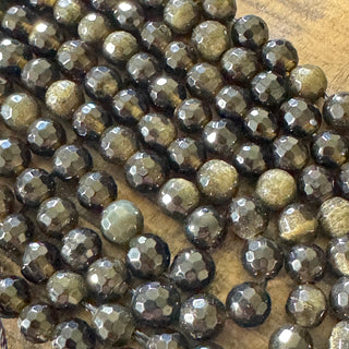 Faceted Gold Sheen Obsidian Bead Strand - 6mm