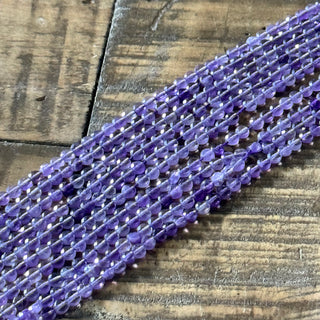 Faceted Flat Round Amethyst Bead Strand - 4x2mm