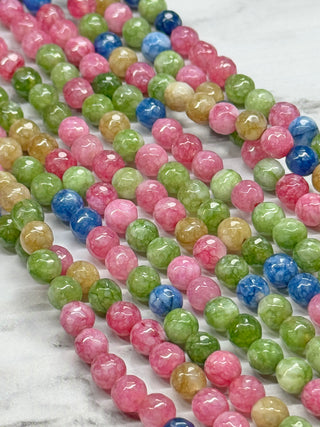 White Jade Faceted Beads Strand - 6mm