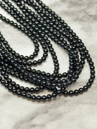 Black Tourmaline Bead Strand  - 2mm