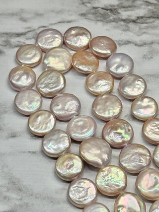 Freshwater Pearl Keshi Coin Beads Strand - Thistle Purple - 10-13mm