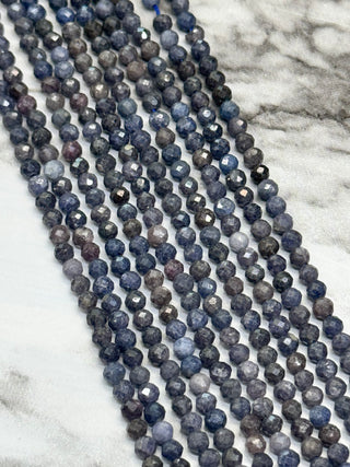 Sapphire Faceted Beads Strand - 3mm
