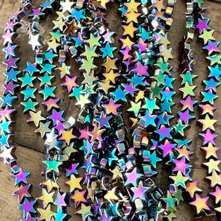 Electroplated Hematite Stars Bead Strand - 6mm