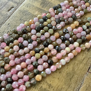 Faceted Watermelon Tourmaline Bead Strand - 4mm