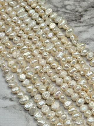 Freshwater Pearl Nugget Beads Strand - Marine Blue or Seashell Color
