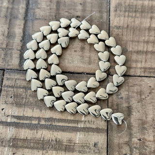 Electroplated Hematite Heart Bead Strand  - 8mm