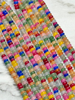 Mixed Color Jade Rondelle Beads Strand - 4x2mm