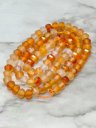 Carnelian Faceted Pumpkin Rondelle Bead Strand - 6mm