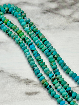Grade AA HuBei Turquoise Faceted Rondelle Beads Strand - 4x2mm