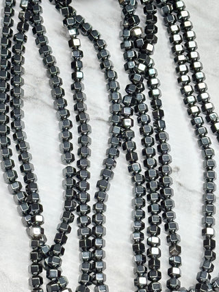 Hematite Cathedral Beads Strand - 4mm - Natural - Platinum
