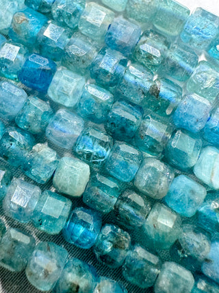 Blue Apatite Faceted Cube Bead Strand - 2.5mm