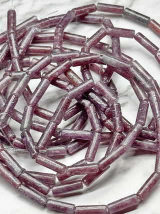 Lepidolite Column Beads Strand - 13x4mm