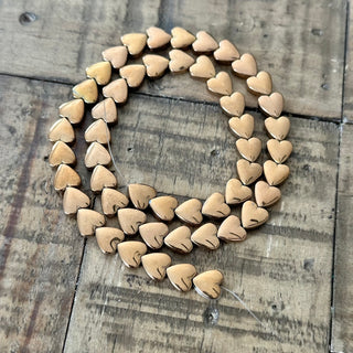 Electroplated Hematite Heart Bead Strand  - 8mm