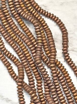 Matte Hematite Rondelle Beads Strand - 6x3mm - Multiple Colors