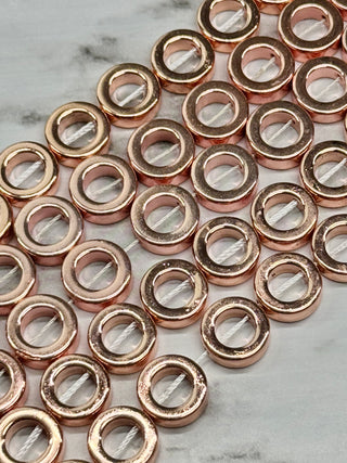 Hematite Donut Bead Strand 12x4mm - Rose Gold - Gold - Silver