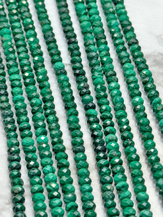 Malachite Faceted Rondelle Beads Strand - 4x3mm