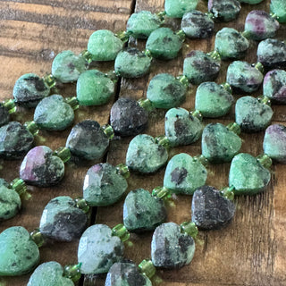 Ruby in Zoisite Faceted Heart Bead Strand - 8mm