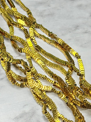 Hematite Arrow Beads Strand - 3mm - Antique Gold - Platinum