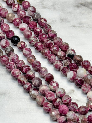 Plum Blossom Tourmaline Faceted Beads Strand - 6mm