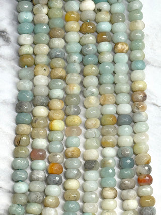 Flower Amazonite Faceted Rondelle Beads Strand - 8x5mm