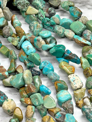 HuBei Turquoise Tumbled Nugget Beads Strand - 7-13mm