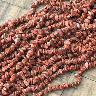 Red Goldstone Chip Bead Strand - 5-8mm