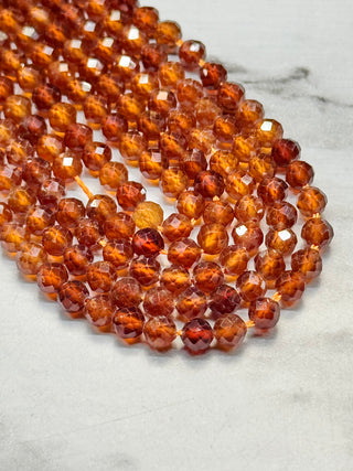 Hessonite Garnet Faceted Beads Strand - 4mm