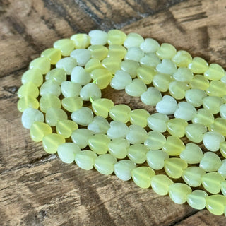 Lemon Jade Heart Shaped Bead Strand - 6mm
