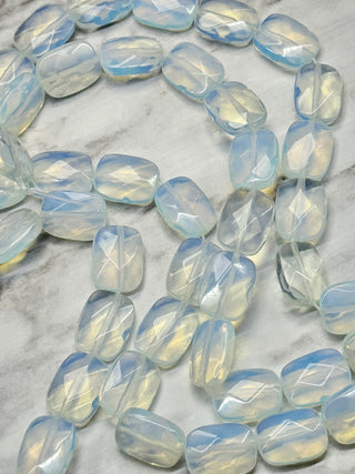 Opalite Faceted Rectangle Beads Strand - 16x12mm
