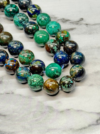 Grade AB Azurite Beads Strand - 4.5mm - 10mm