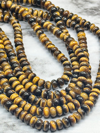 Grade AB Tigers Eye Rondelle Bead Strand - 6x4mm