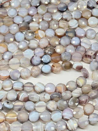 Botswana Agate Faceted Coin Beads Strand - 6mm