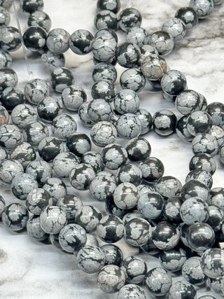 Snowflake Obsidian Beads Strand - 8mm