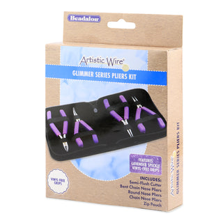 Beadalon Designer Series 4pc Glimmer Pliers Kit w/Pouch - Lavender Speckle Handles