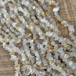 Gold Rutilated Quartz Bead Chip Strand - 5-8mm