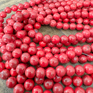 8mm Red Howlite Bead Strand