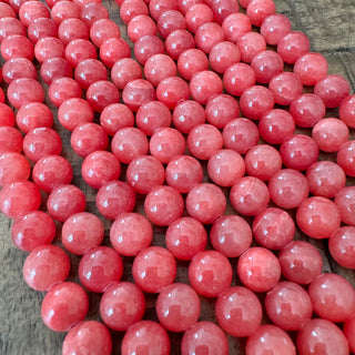 Red Jade Bead Strand - 6mm - 8mm