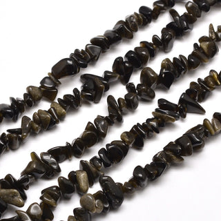 5-8mm Gold Sheen Obsidian Chip Bead Strand