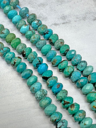 Grade AA HuBei Turquoise Faceted Rondelle Beads Strand - 4x2mm