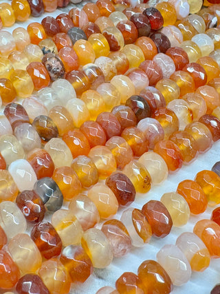 Carnelian Faceted Rondelle Bead Strand - 8x5mm