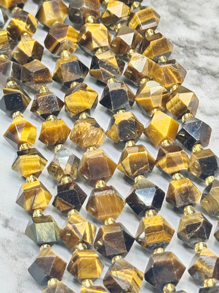 Tigers Eye Faceted Octagonal Beads Strand - 10mm