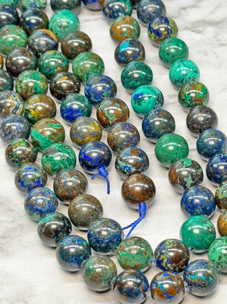Grade AB Azurite Beads Strand - 4.5mm - 10mm