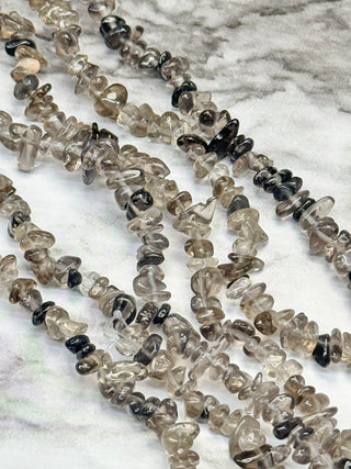 Smoky Quartz Chip Beads Strand - 3-8mm - 33" Strand