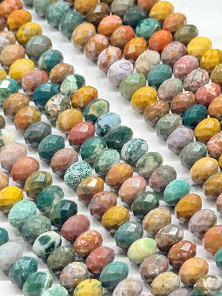 Ocean Jasper Faceted Rondelle Beads Strand - 8x5mm