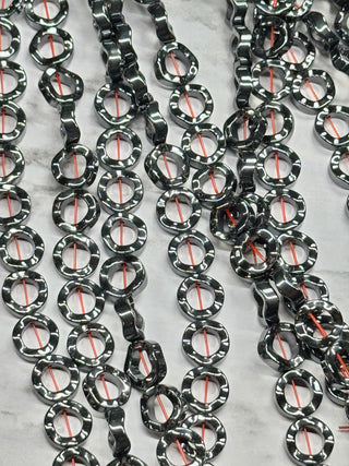 Hematite Wavy Donut Beads Strand - 12mm