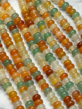Aventurine & Golden Silk Jade Rondelle Beads Strand - 8x5mm