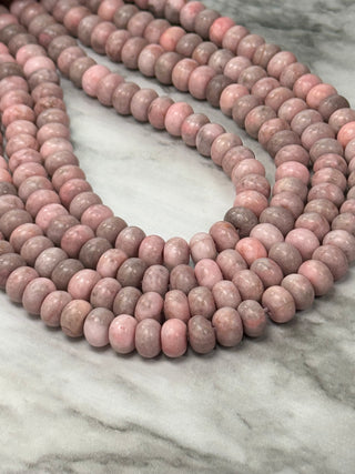 Pink Zebra Jasper Rondelle Bead Strand - 8x5mm