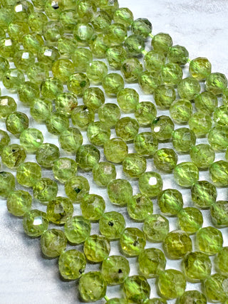 Grade A Peridot Faceted Beads Strand - 4mm