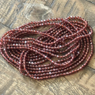 Grade AA Faceted Garnet Bead Strand - 3mm